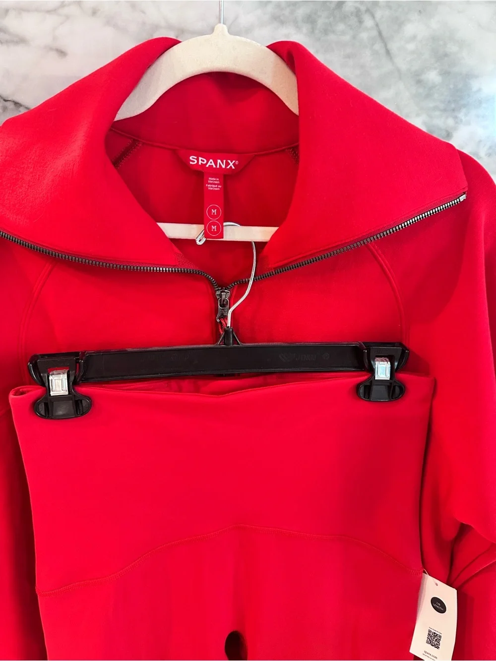 ❤️ Spanx red set! High rise 7/8 leggings and half zip sweatshirt set medium